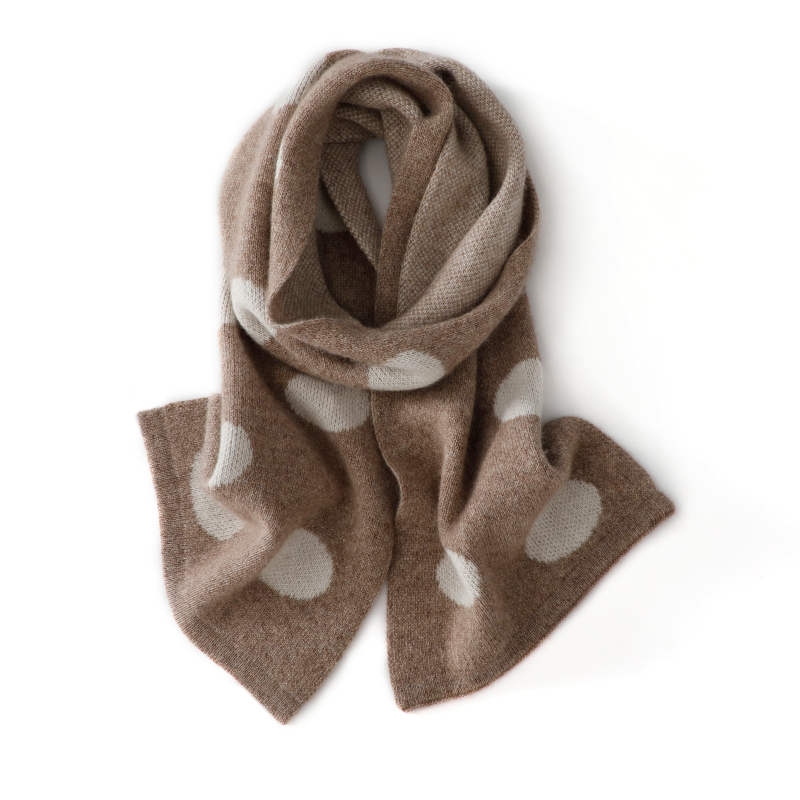 波点冬季文艺女士加厚圆圈小围巾