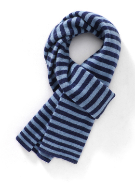 条纹控！秋冬新款cashmere山羊绒围巾女条纹拼色加厚针织保暖围脖