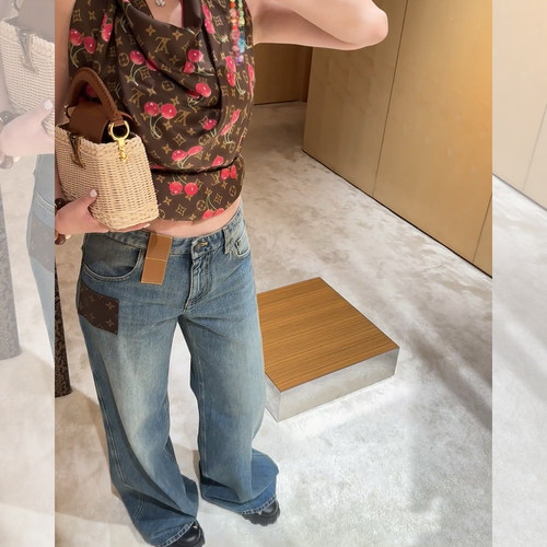 明星同款贴皮欧货牛仔裤
