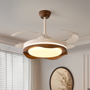 带风扇吊灯奶油风现代简约吸顶灯中古风家用儿童灯9700 卧室灯新款