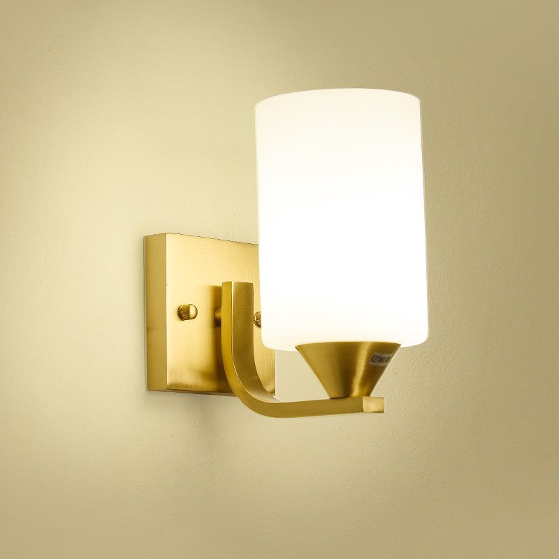 美式全铜壁灯现代简约客厅阳台走道复古田园卧室床头纯铜灯具3301