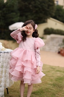 新款 童装 2022春夏女童三色蓬蓬蛋糕裙甜系女孩公主裙礼服连衣裙