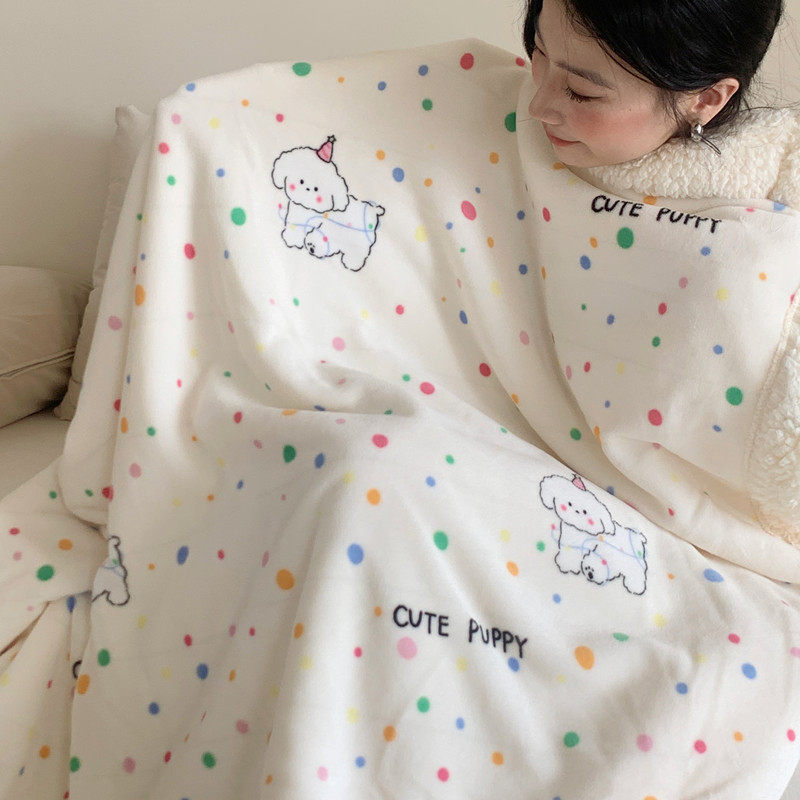 ins少女~羊羔绒双层保暖毛毯可爱小猫办公室午休毯牛奶绒盖毯披肩