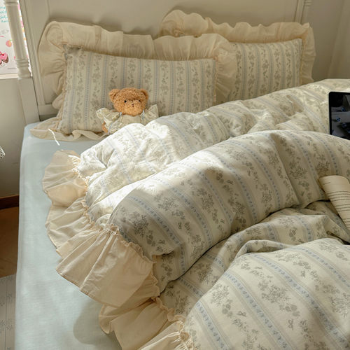 法式少女心小碎花双层纱四件套