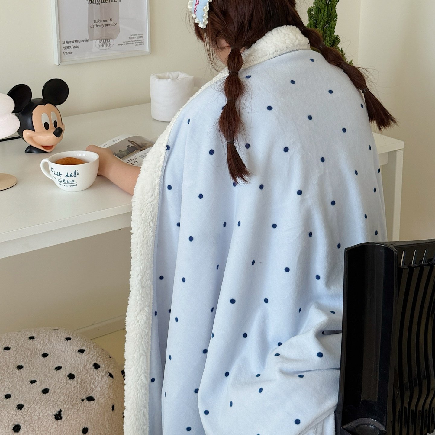 简约波点～秋冬双层羊羔绒毛毯牛奶绒午休毯宿舍保暖披肩小毯子