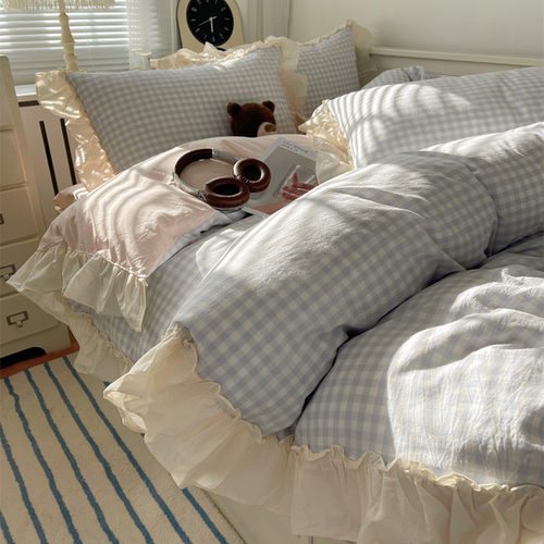 四件套百分百全棉简约格子