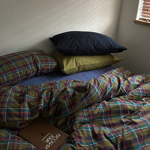 简约格子混搭纯棉水洗棉四监狱