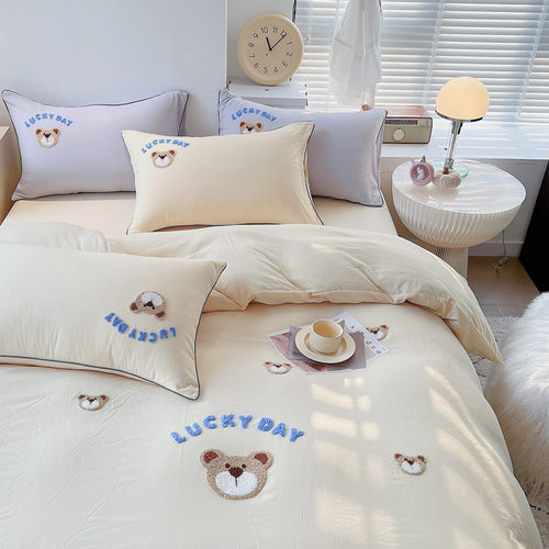 床单床笠四件套水洗棉