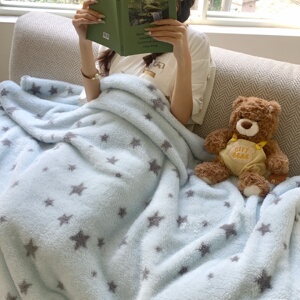 海盐星星～摇粒绒加厚毛毯办公室午休毯简约盖毯沙发毯柔软亲肤