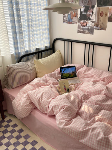 四件套百分百全棉格子条纹混搭