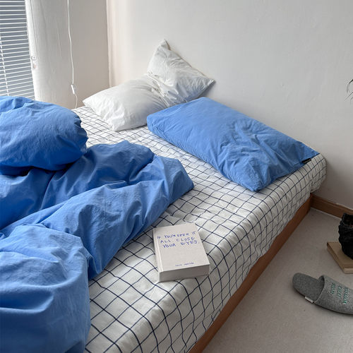 ins风全棉色织水洗棉四件套