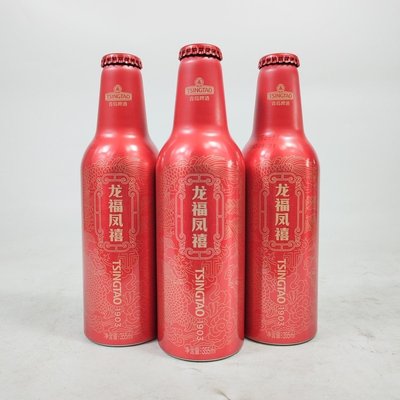 青岛啤酒新品龙福凤喜喜庆铝瓶啤酒355毫升/瓶一厂青啤
