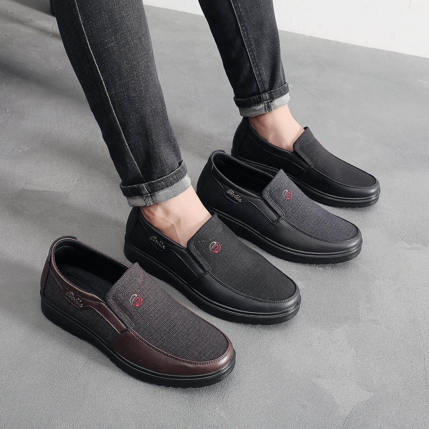 老北京布鞋男春秋季帆布鞋透气休闲单鞋一脚蹬大码中老年软底爸爸,流行男鞋,布鞋,淘宝优惠券,粉丝福利购,淘宝优惠卷