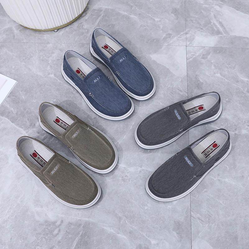 老北京布鞋男春秋透气一脚蹬休闲帆布板鞋软底防滑中老年爸爸单鞋,流行男鞋,布鞋,淘宝优惠券,粉丝福利购,淘宝优惠卷