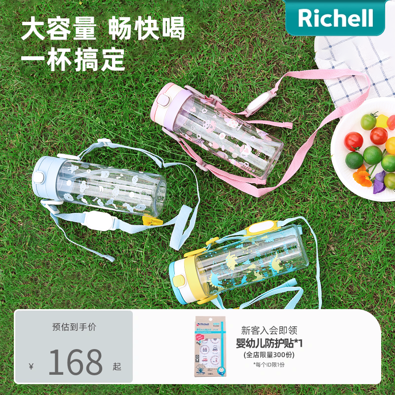 Richell利其尔透透杯儿童水杯夏天吸管直饮杯家用宝宝喝水防呛-封面