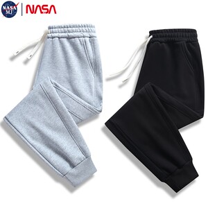 NASA春秋新款卫裤男秋冬加绒加厚纯棉运动长裤宽松大码束脚裤子潮