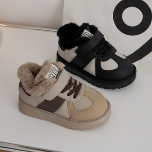 真皮儿童雪地靴男童大棉鞋冬季鞋子防水加绒加厚运动鞋女童短靴子
