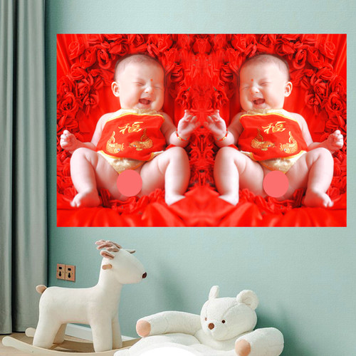 宝宝萌娃婴儿图片墙贴bb画娃娃画