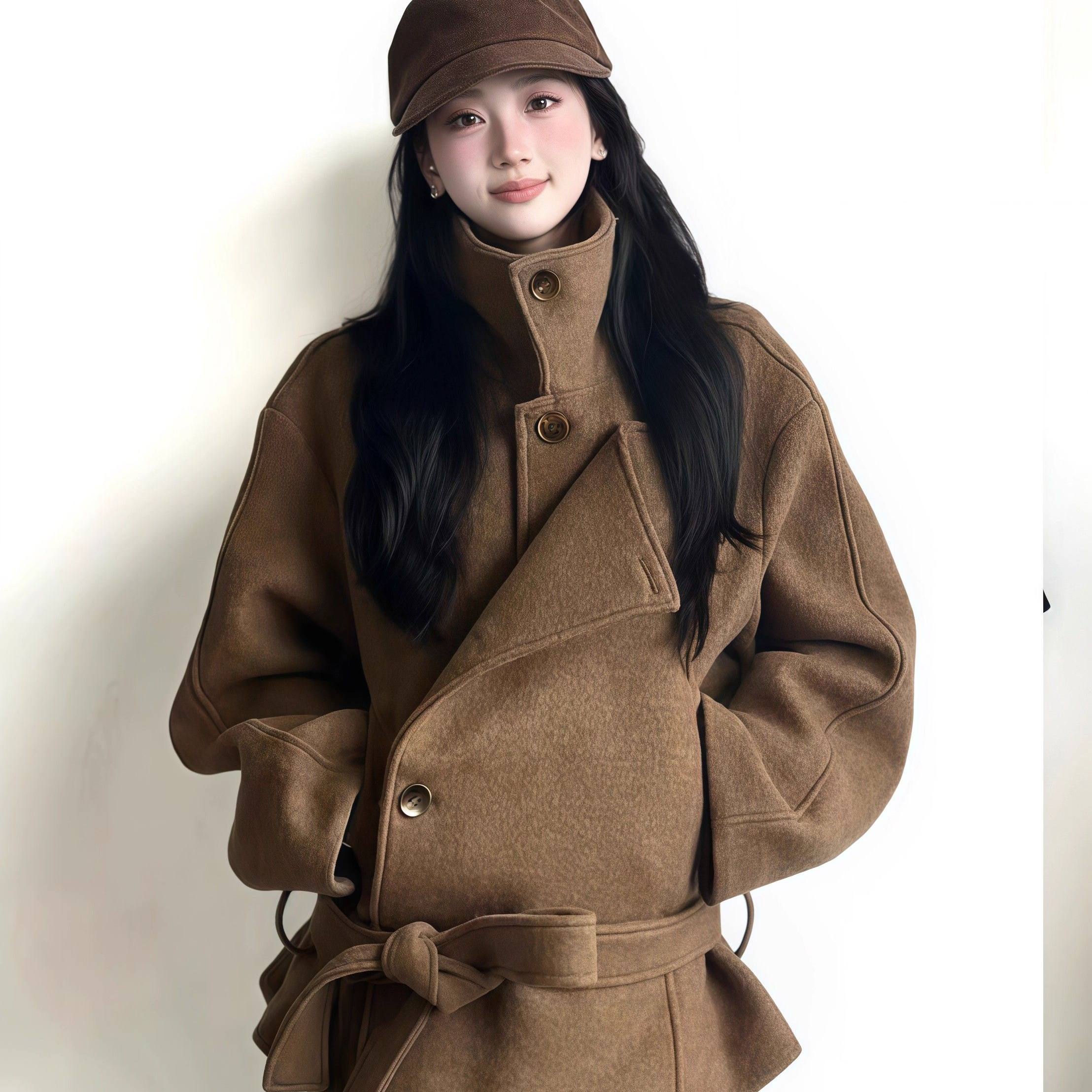 韩系呢子大衣女2025秋冬新款毛呢外套小个子赫本风高级感流行短款,女装/女士精品,毛呢外套,淘宝优惠券,粉丝福利购,淘宝优惠卷