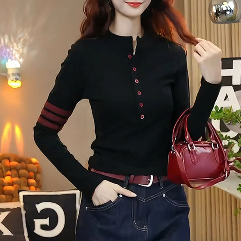 韩版半开领打底衫双面德绒秋冬季