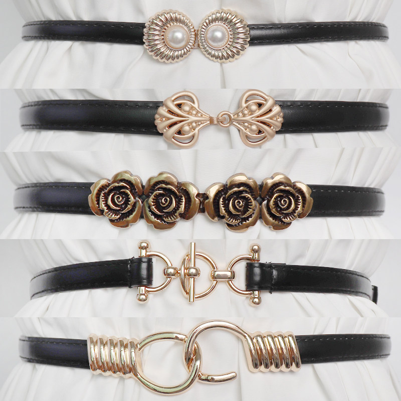 毛衣装饰裙带花朵对扣可调节皮带复古时尚简约百搭女配饰新款腰带 - 米米亮亮店女式腰带出品