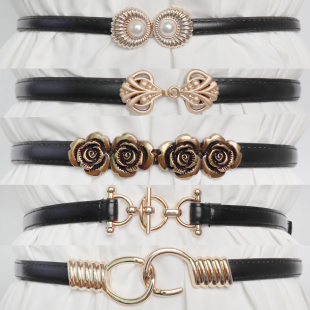毛衣装饰裙带花朵对扣可调节皮带复古时尚简约百搭女配饰新款腰带
