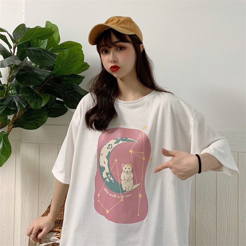 2122 real photo with small video 65 / 35 combed cotton broach net red same medium long T-shirt