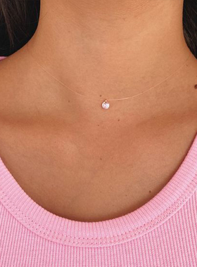 MINI BLOOM 透明鱼线 5-6mm天然珍珠锆石Choker项链欧美饰品