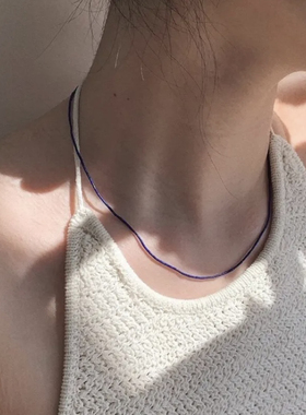 MINI BLOOM 极细青金石纯银项链