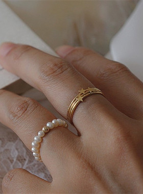 天然珍珠气质万能叠戴戒指