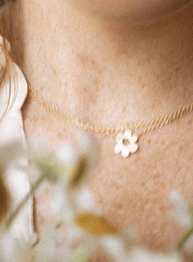 MINI BLOOM 纯银镀金小花双层长项链金银两色可爱小众项链