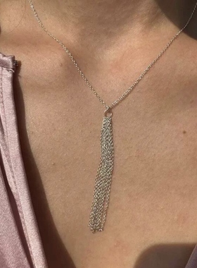 MINI BLOOM 极简细闪流苏小众纯银项链气质感出众时尚流苏项链