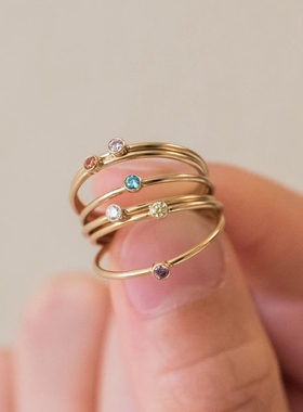 14K包金简约叠戴戒指可水洗