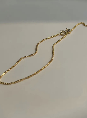 MINI BLOOM 简约圆蛇骨盒子手链/项链 素金裸链 美国14K包金叠戴