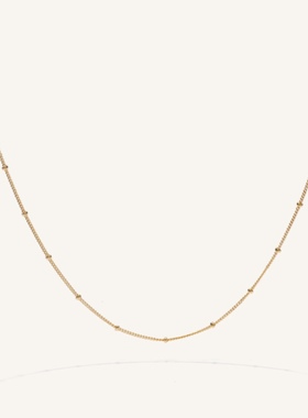 MINI BLOOM 金豆豆素项链美国14k包金锁骨链叠戴链不褪色