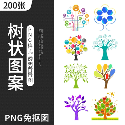 树状PNG免抠图片思维导图科技树智慧树创意抽象PPT插图设计PS素材