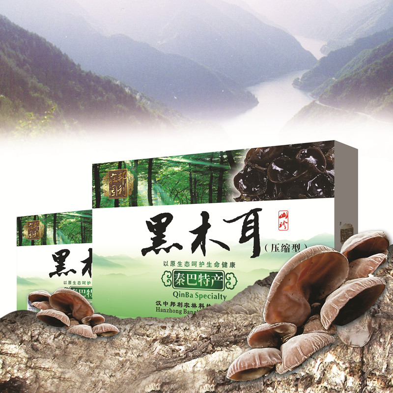 陕西汉中特产秦岭黑木耳无根肉厚干货邦利庄园压缩木耳礼盒240g