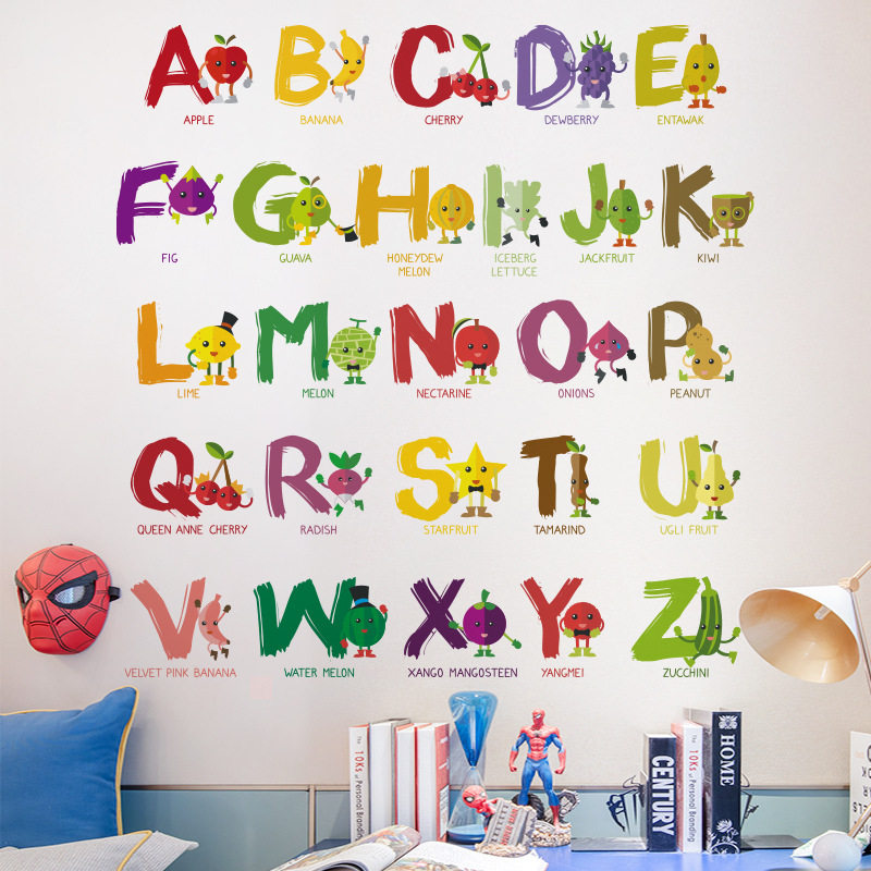 英文字母墙贴纸卡通儿童房间英语拼音早教宝宝贴画幼儿园墙面装饰