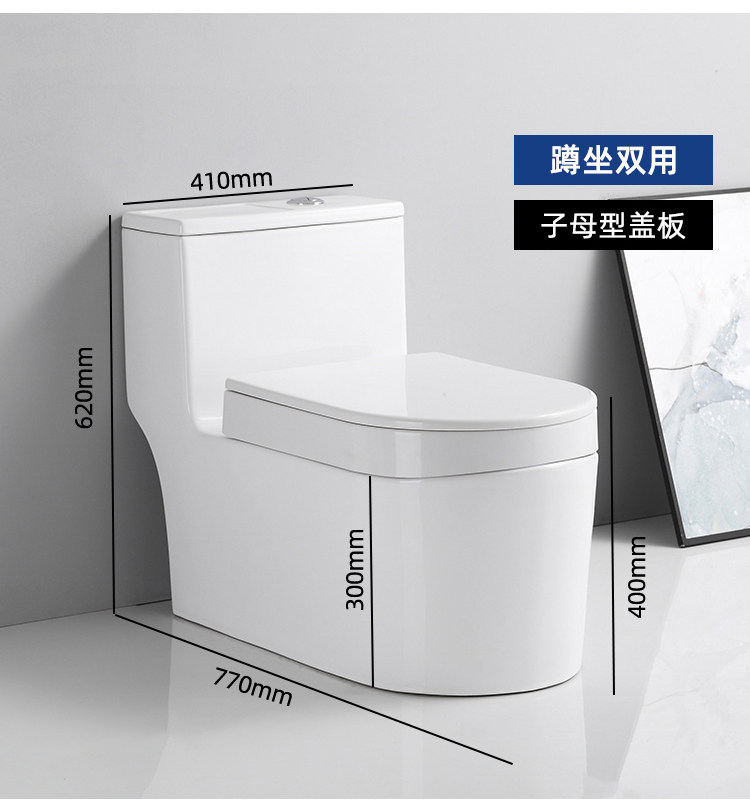 蹲坐两用马桶一体式双用蹲坑坐便器防臭可蹲可坐座便器虹吸二合一