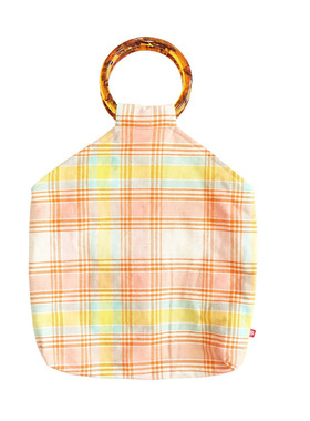 HUJI祤集Amber手提包老布TISSAGE格纹手织布