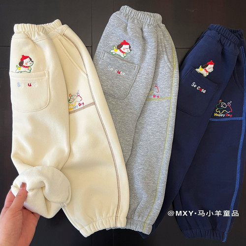 儿童加绒保暖长裤男童女童休闲裤