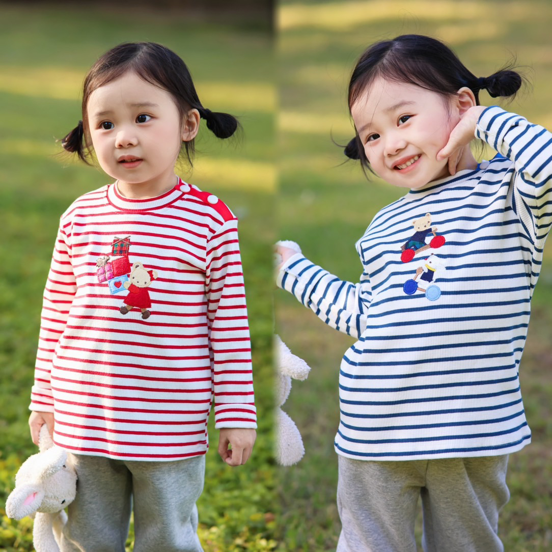 日系fam儿童长袖条纹打底衫