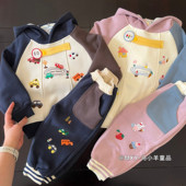 男童女童连帽加绒上衣可爱百搭长裤 一体绒卫衣卫裤 ～秋冬日系新款