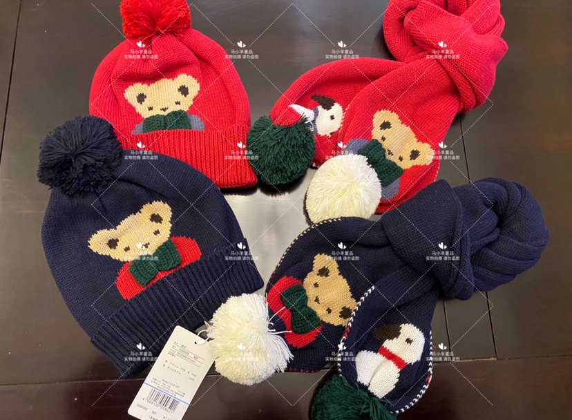 日系f家软儿童帽子围巾两件套男