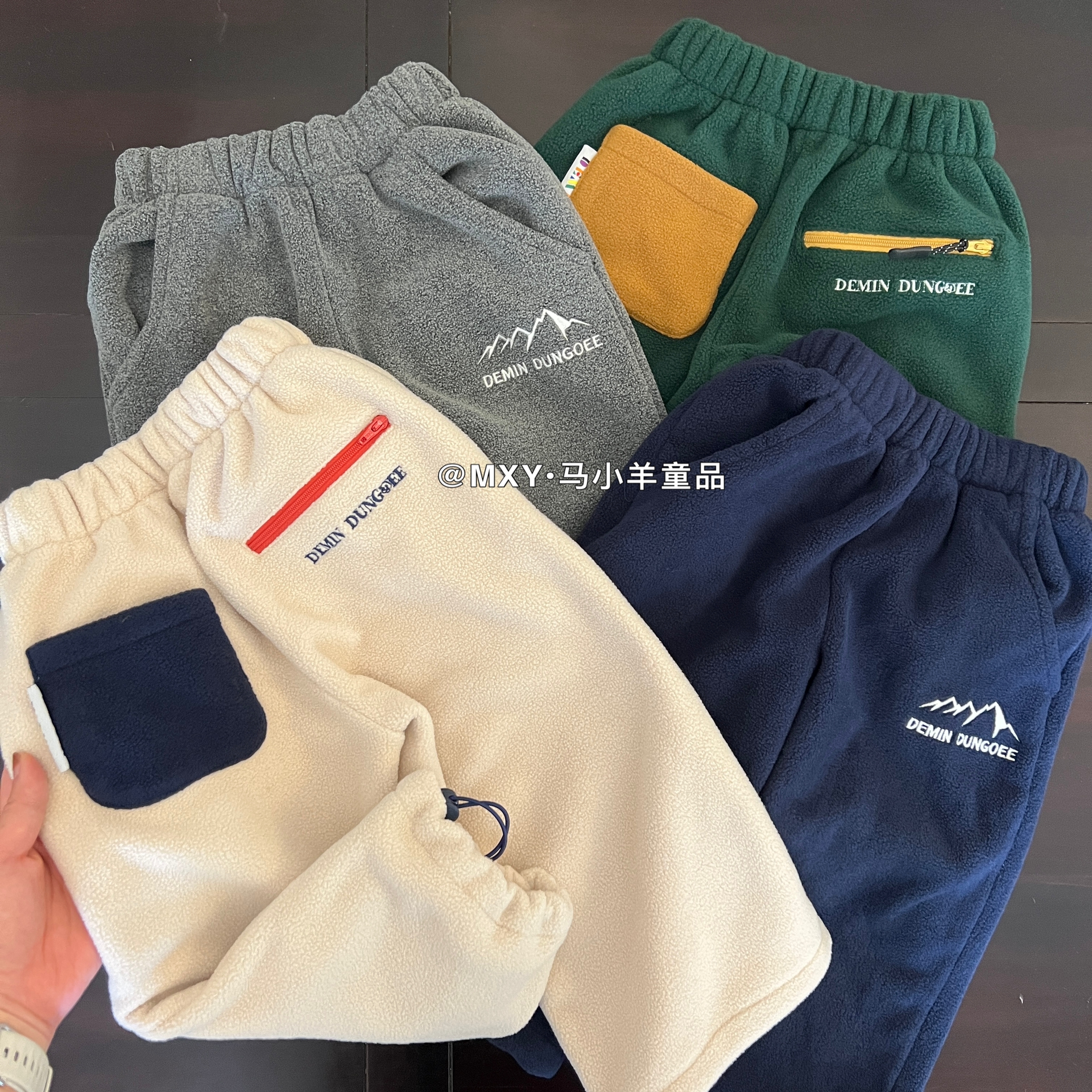 儿童加绒百搭长裤摇粒绒直筒裤