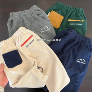 好穿幼儿园百搭儿童长裤~冬季男女童保暖摇粒绒裤宝宝洋气直筒裤