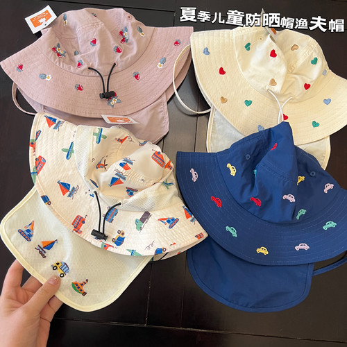 儿童夏季防晒帽子遮阳帽渔夫帽