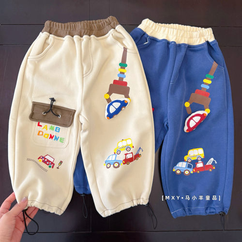 可爱儿童汽车裤子秋款束脚工装裤