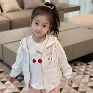 太好看啦！日系儿童女童外套 26春款女宝樱桃连帽拉链卫衣开衫