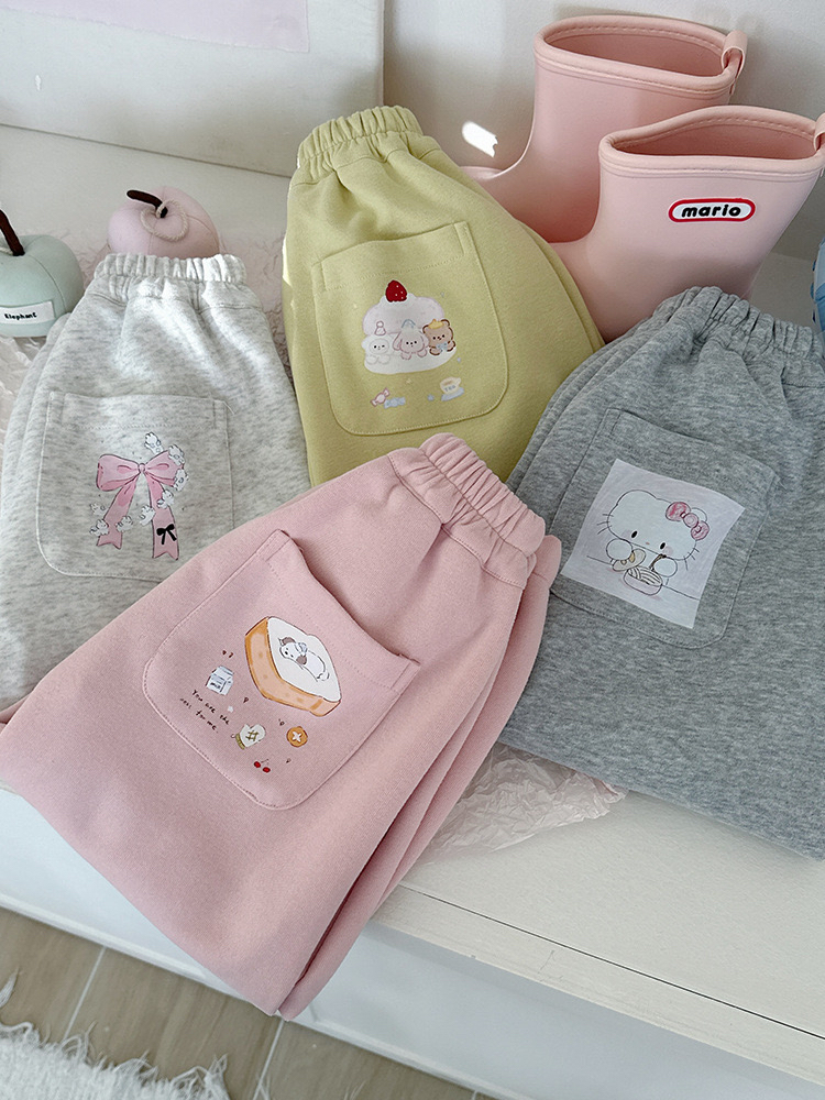 卡通幼儿园女童裤子秋季女宝宝儿童秋装运动裤童装可爱卡通卫裤潮